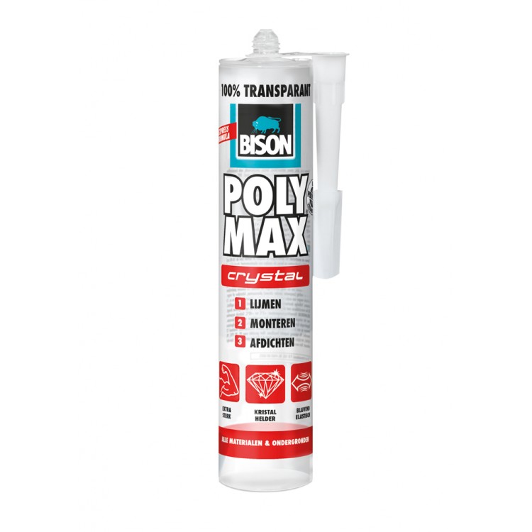 Afbeelding Bison Montagekit Koker Poly Max Express Transparant 300 Gram door Haxo.nl