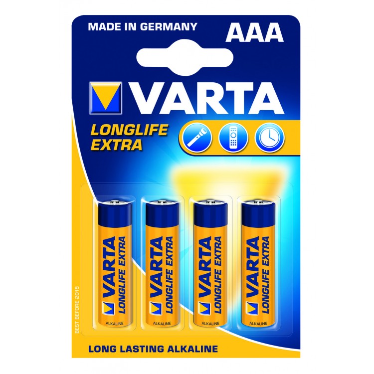 Afbeelding Varta Alkaline Batterij Longlife Extra AAA 4 Stuks door Haxo.nl