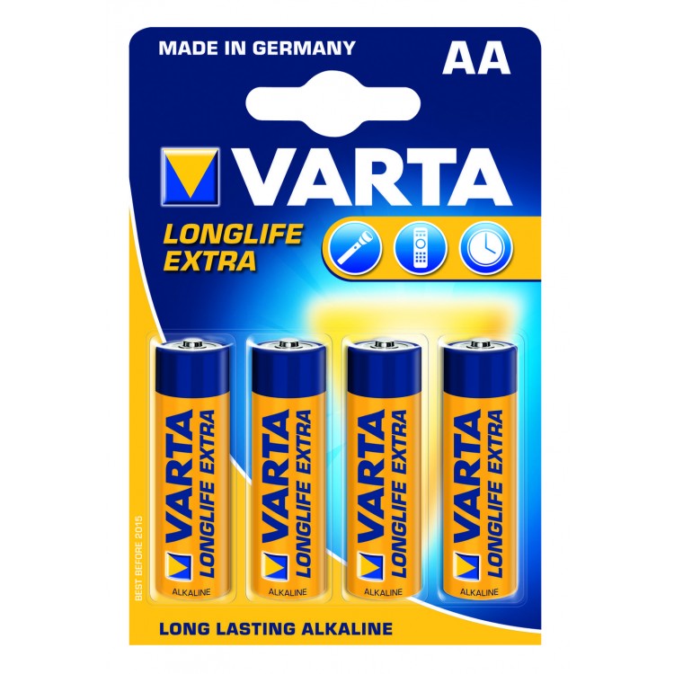 Afbeelding Varta Alkaline Batterij Longlife Extra AA 4 Stuks door Haxo.nl