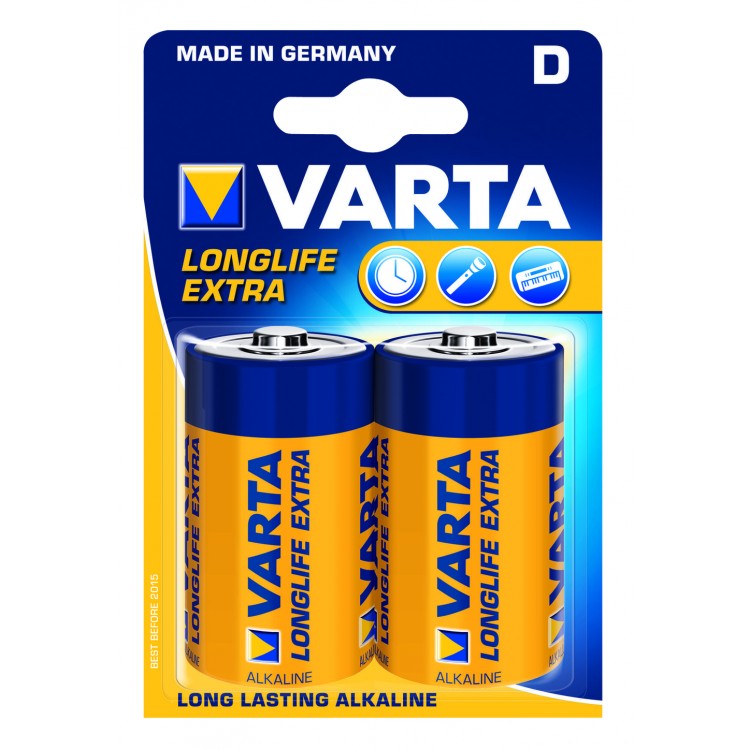 Afbeelding Varta Alkaline Batterij Longlife Extra D 2 Stuks door Haxo.nl