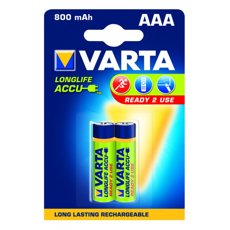 Afbeelding Varta Oplaadbare Batterij AAA 800 mAh 2 Stuks door Haxo.nl