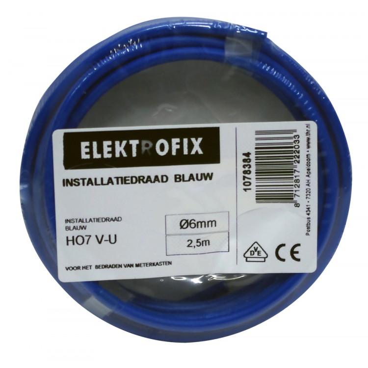 Elektrofix Installatiedraad Blauw O 6 Mm 25 Meter elektrofix kopen in de aanbieding