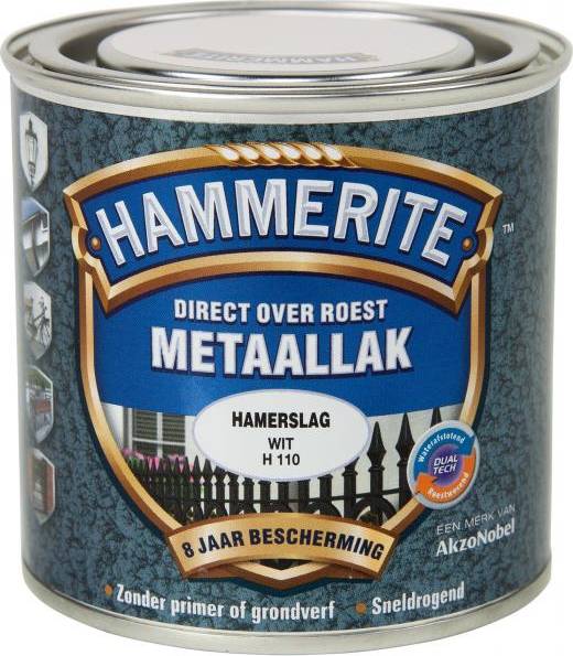 Hammerite Metaallak Hamerslag Wit H110 - 250 ml
