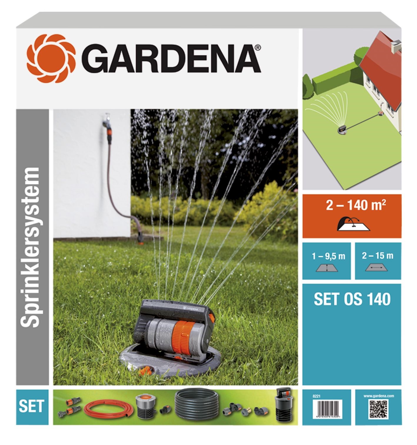 Sprinklersysteem GARDENA met verzonken sproeier os 140