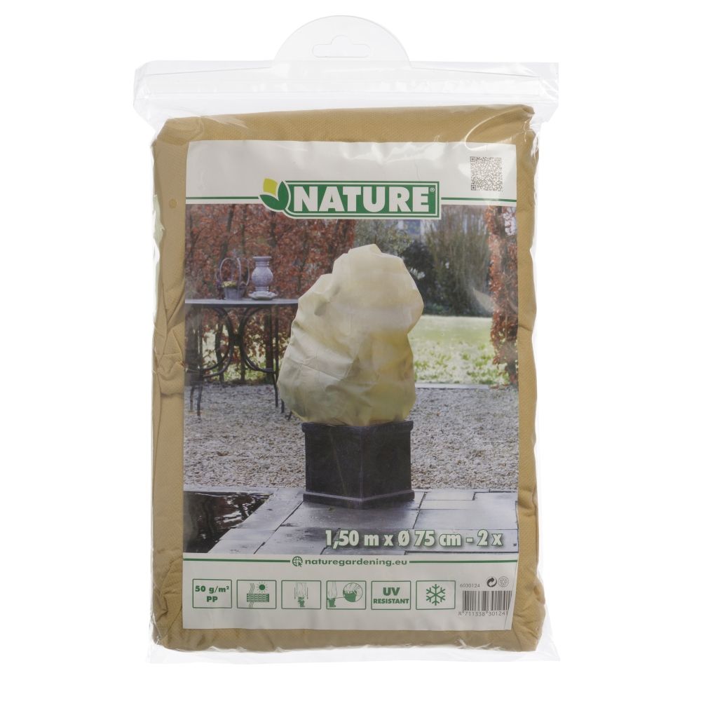 Afbeelding Nature Winterafdekhoes met Koord Beige Ø50cmx1m - 3 Stuks door Haxo.nl