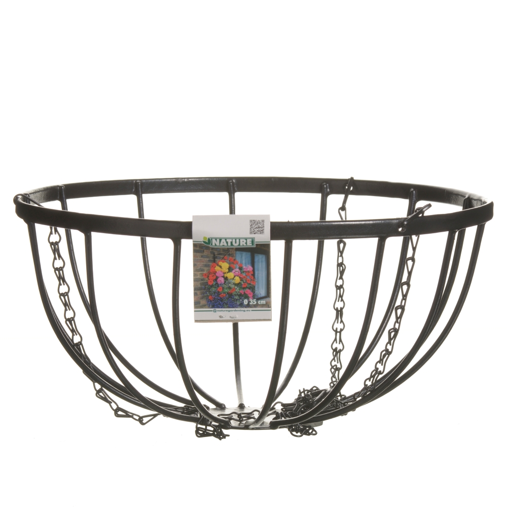 Afbeelding Nature Hanging Basket Smeedijzer zwart H20xØ35cm door Haxo.nl