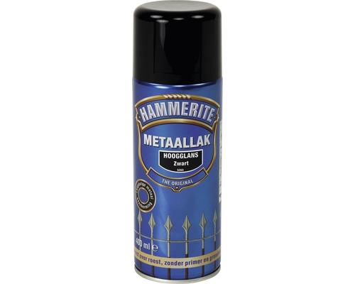 Hammerite Metaallak Spray Hoogglans Zwart S060 - 400 ml